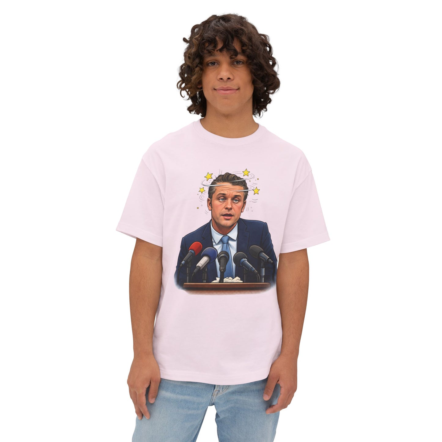 Oversized - Dizzy Hegseth On The Job After A Few - Political Parody T-Shirt