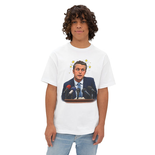 Oversized - Dizzy Hegseth On The Job After A Few - Political Parody T-Shirt